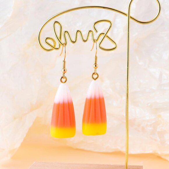 Fall Acrylic Dangle Candy Corn Earrings Jewelry Gift for Women - Picture 4 of 6